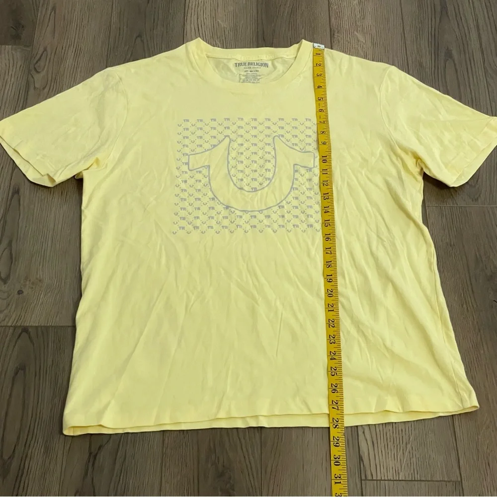 True Religion‎ Yellow T-Shirt All Over Logo Print